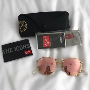 Rose Gold Pink Ray Ban Round Sunglasses